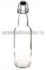 Бутылка стеклянная 1 л бугельная пробка прозрачная (Россия) 